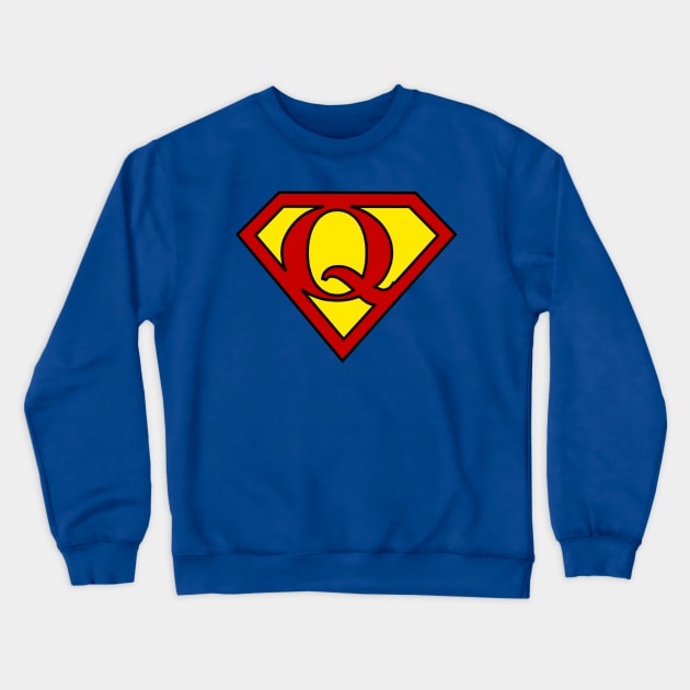 Superhero Symbol Letter Q Crewneck Sweatshirt by NextLevelDesignz